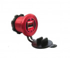 Dual USB charger socket power; 2x3.0A red; round