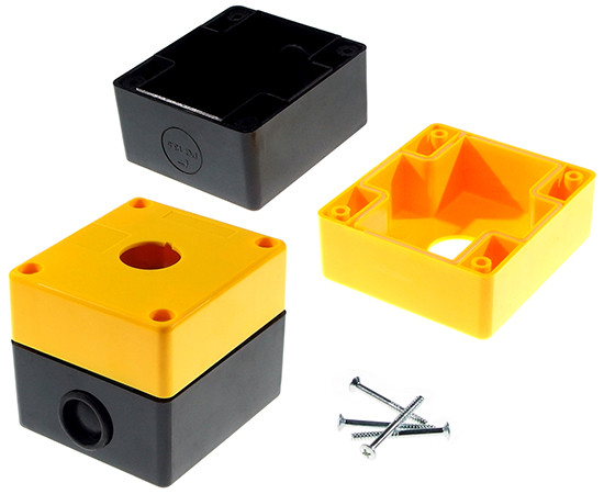 Button box; yellow-black